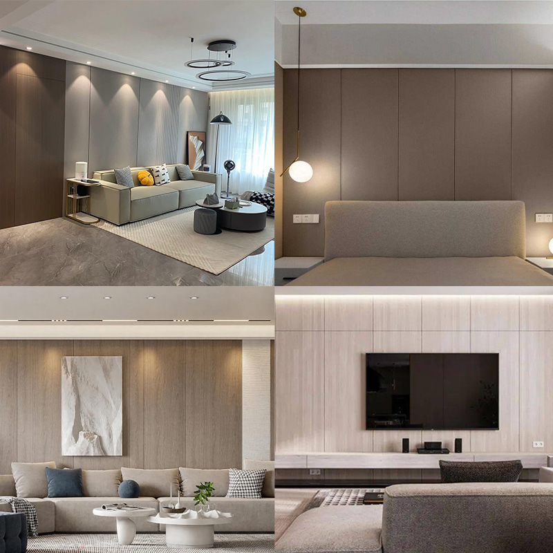 1220×2440 mm miljøvennlig PVC trefinerkorn dekorative veggpaneler for innendørs veggkledning Vanntett Ripebestandig Enkel å installere