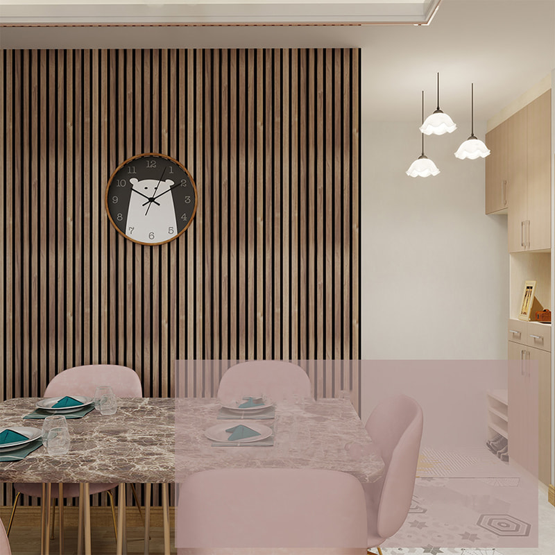 WPC Veggdekorasjon Akupanel 3D Design Interiør Polyester Akustiske Paneler Tre Lydisolering Lamell Akustiske Veggpaneler