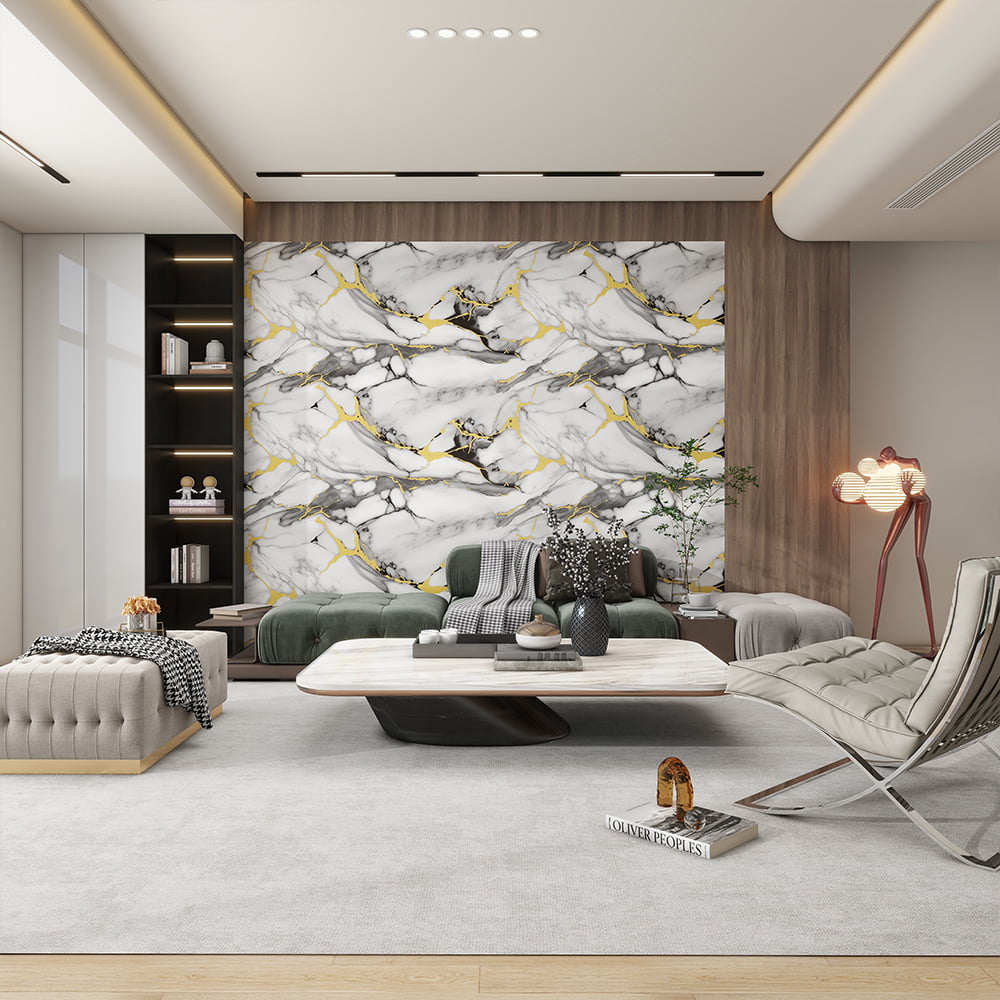Moderne høyglans marmor tapetrull PVC selvklebende vanntett interiør hjemmedekorasjon marmorark-klistremerke