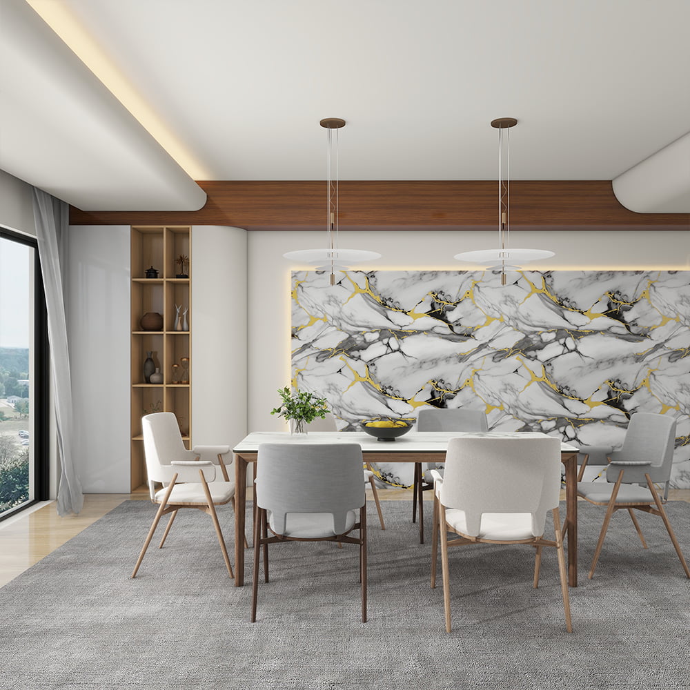 Moderne høyglans marmor tapetrull PVC selvklebende vanntett interiør hjemmedekorasjon marmorark-klistremerke